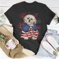 Shih Tzu Dog American Usa Flag 4Th Of July Dog Lover Owner Unisex T-Shirt Unique Gifts