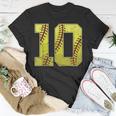 Softball Tenth 10Th Birthday Boy Girl Ten 10 Years Old Bday Unisex T-Shirt Funny Gifts