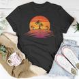 Sunset Beach Silhouette Tropical Palm Tree Sunny Lover Gift Unisex T-Shirt Unique Gifts