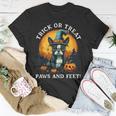Trick Or Treat Paws And Feet Boston Terrier Halloween Puppy T-Shirt Unique Gifts