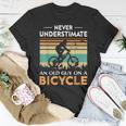 Never Underestimate An Old Guy On A Bicycle Cycling Vintage T-Shirt Funny Gifts