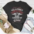 Velazquez Blood Runs Through My Veins Last Name Family T-Shirt Funny Gifts