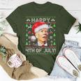 Merry Christmas Joe Biden Happy 4Th Of July Ugly Xmas T-Shirt Unique Gifts