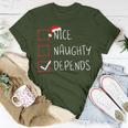 Nice Naughty Depends Christmas List Xmas Santa Claus T-Shirt Personalized Gifts