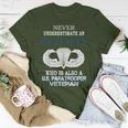 Never Underestimate Us Paratrooper Veteran Father's Day Xmas T-Shirt Funny Gifts