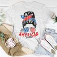 4Th Of July 2023 Messy Bun Patriotic All American Sister Unisex T-Shirt Unique Gifts