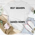 Best Grandpa Hands Down Kids Craft Handprints Fathers Day Unisex T-Shirt Funny Gifts