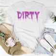 Dirty Words Horror Movie Themed Purple Distressed Dirty T-Shirt Unique Gifts