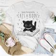 Easily Distracted By Cats And Books Cat & Book Lover T-Shirt Funny Gifts
