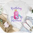 Kids Girls 8Th Birthday Mermaid Birthday Party 8 Years Old Fish Unisex T-Shirt Unique Gifts
