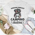 Messy Buns Girl Go Camping With Chance Of Drinking Unisex T-Shirt Unique Gifts