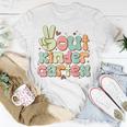 Peace Out Kindergarten Cute Groovy Last Day Of Kindergarten Unisex T-Shirt Unique Gifts