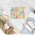 Peace Sign Out Kindergarten Groovy Last Day Of School Unisex T-Shirt Unique Gifts