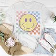 Retro Happy Face Checkered Pattern Smile Face Trendy T-Shirt Unique Gifts