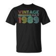 30Th Birthday Gift Vintage July 1989 Thirty Years Old 30Th Birthday Funny Gifts Unisex T-Shirt