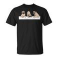 Adorable Beige Pug Puppies On Pink Unisex T-Shirt