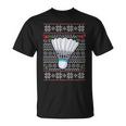 Badminton Ugly Christmas Sweater Santa Hat Sport Fan Xmas T-Shirt