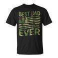 Best Dad Ever Fathers Day Gift American Flag Military Camo Unisex T-Shirt