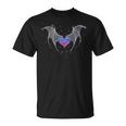 Bi Pride Flag Heart With Gothic Wings Bisexual Goth Unisex T-Shirt