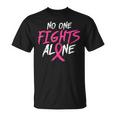 Breast Cancer Awareness No One Fight Alone Month Pink Ribbon T-Shirt