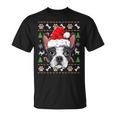 Cute Boston Terrier Ugly Christmas Sweater Santa Hat Xmas T-Shirt