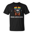 Cute Lgbt Pride Love Is Love Doberman Dog Puppy Unisex T-Shirt