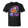 Dj Cat Eats Pizza In Galaxy T-shirt