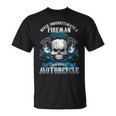 Fireman Biker Never Underestimate Motorcycle Skull T-Shirt