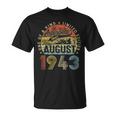 80 Years Old August 1943 Vintage Retro 80Th Birthday T-Shirt
