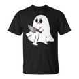 Ghost Holding Knife Halloween Costume Ghoul Spirit T-Shirt