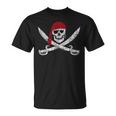 Jolly Roger Pirate Skull And Cutlasses Flag Distressed T-Shirt