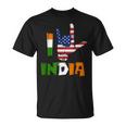I Love India Sign Language Flag Of Usa And India Indian T-Shirt
