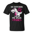 In October We Wear Pink Breast Cancer Dinosaur Toddler Boys T-Shirt