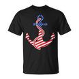 Proud American Flag Anchor Nautical Vintage 4Th Of July Anchor Funny Gifts Unisex T-Shirt