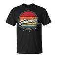 Retro Hallettsville Home State Cool 70S Style Sunset T-Shirt