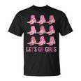 Retro Lets Go Girls Boot Pink Western Cowgirl Unisex T-Shirt