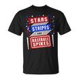 Stripes Stars And Baseball Spikes 4Th Of July Independence Unisex T-Shirt