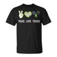 Tennis Lovers Player Fans Peace Love Tennis Tennis Funny Gifts Unisex T-Shirt