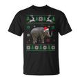 Ugly Sweater Christmas Elephant Lover Santa Hat Animals T-Shirt