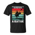 Never Underestimate An Old Man With A Kayak Vintage Canoe T-Shirt
