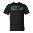 Vintage Highland Village Tx Distressed Green Varsity Style T-Shirt
