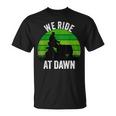 We Ride At Dawn Lawnmower Lawn Mowing Funny Dad Vintage Men Unisex T-Shirt