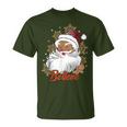 Believe Afro Santa African American Christmas Black Pride T-Shirt