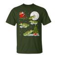 Xmas Lighting Tree Santa Riding Alligator Christmas T-Shirt
