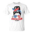 4Th Of July 2023 Messy Bun Patriotic All American Sister Unisex T-Shirt