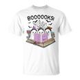 Boooks Cute Ghost Book Worm Nerd Halloween Spooky Party T-Shirt