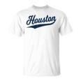 Houston Sports Script Cursive Text Classic Swoosh T-Shirt