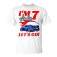 Kids 7 Year Old 7Th Racing Racecar Birthday Party Boys Girls Unisex T-Shirt