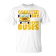 Kids School Bus Boys Funny Just A Boy Who Loves Buses Unisex T-Shirt