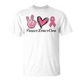 Peace Love Cure Heart Pink Ribbon Breast Cancer Awareness T-Shirt